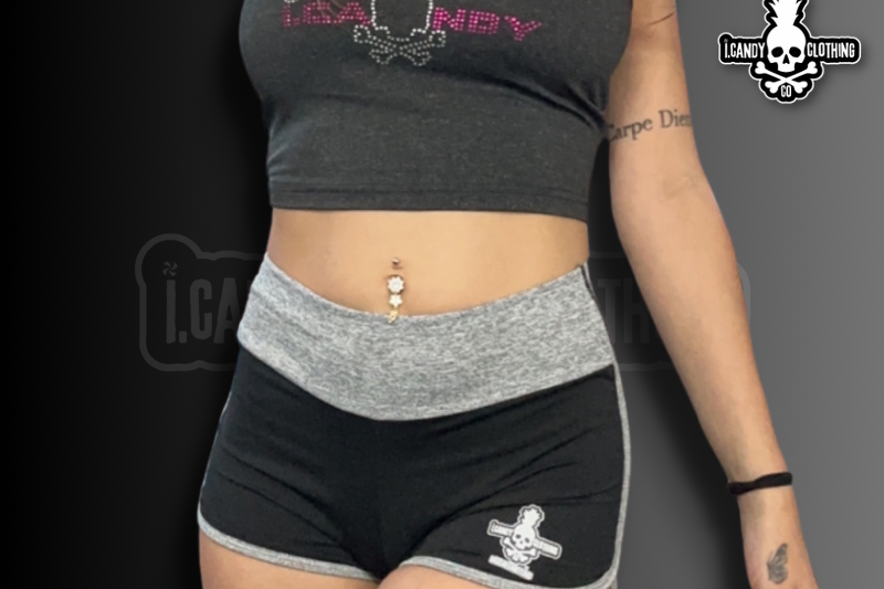 Women's black w/Silver Piping Shorts with i.Candy Drip Logo