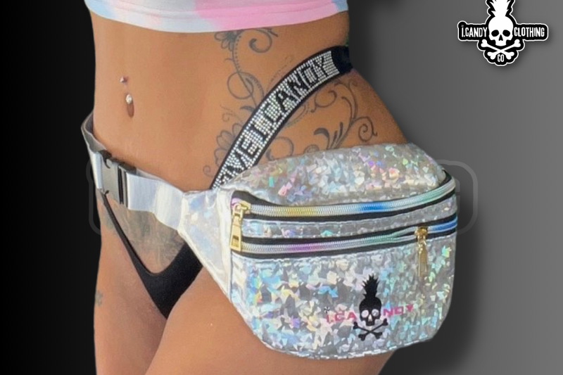 Holographic i.Candy Pink with Black Logo Fanny Packs 