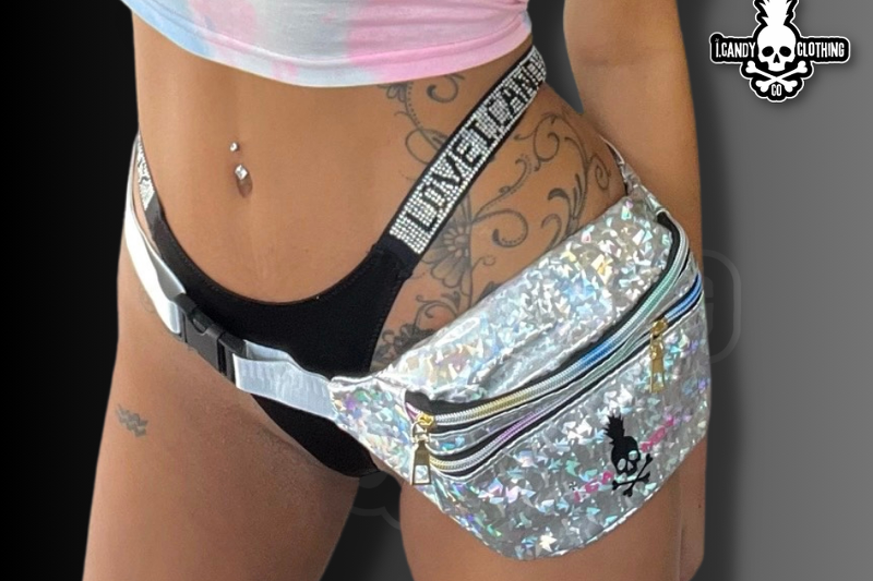 Holographic i.Candy Pink with Black Logo Fanny Packs 