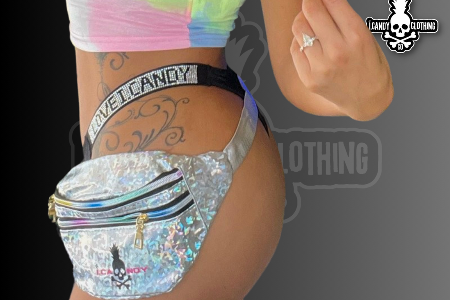 Holographic i.Candy Pink with Black Logo Fanny Packs 