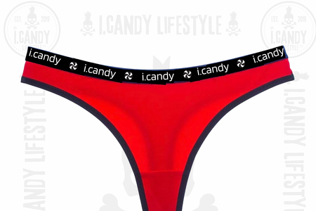 Women's red and black i.Candy thong