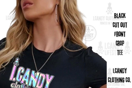 Women's Black Cut Out i.Candy Clothing Co. Logo Crop 