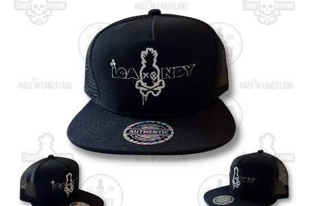 Black on Black i.Candy Skull Pineapple Drip Logo Flat Bill Hat