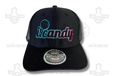 Black i.Candy Lollipop Logo Blue/Pink Gradient Trucker Style Hat