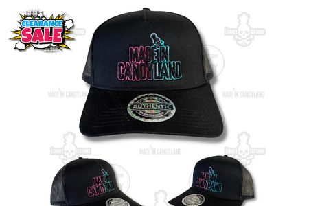 made in candyland black puff hat