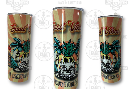 Good Vibes Skull at the Beach Tumbler