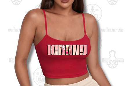 Women's Hot Pink Spaghetti Strap Crop Top i.Candy Picture Logo