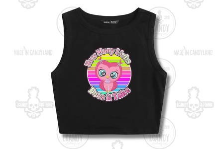 Women's Black sleeveless crop top How Many Licks
