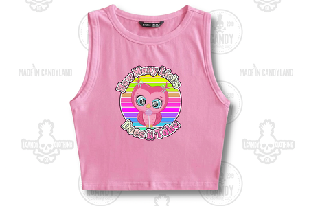 Women's Pink sleeveless crop top How Many Licks