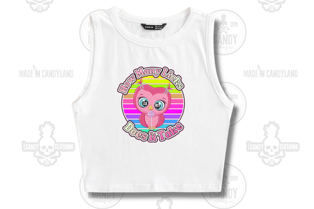 Women's White sleeveless crop top How Many Licks