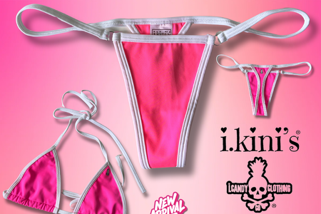 New i.kini's Fluorescent Pink Thong Bikini