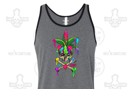 Men's Charcoal Grey with Black Piping Tank Eat More Candy Drips