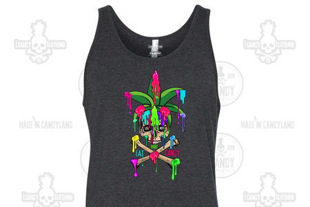 Men's Dark Grey Heather Tank Pineapple Skull Eat More Candy Drips