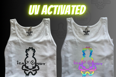 Men's White UV Activated Tank Top