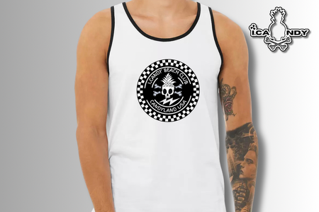 Men's White with Black Piping 