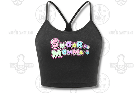 Women's Black Racerback Crop Top Sugar Momma
