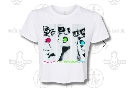 Women's White Flowy Crop Top 3 Panel Candy Picture