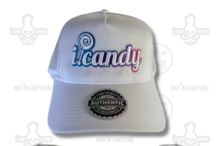 White i.Candy lollipop Blue/Pink Gradient Trucker Style Hat