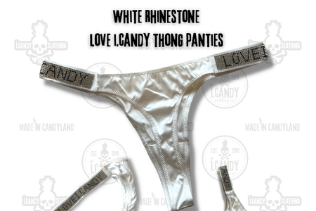White Rhinestone Love i.Candy Thong Panties