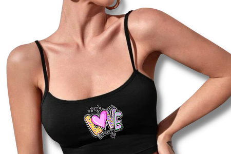 Women's Black Adjustable Cami Crop Love i.Candy   