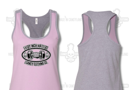 Women's lavender and grey racerback tee every inch matters 