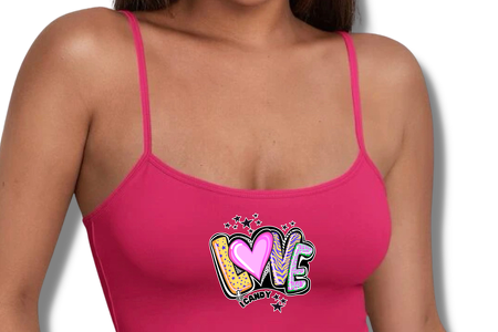Women's Pink Adjustable Cami Crop Love i.Candy 