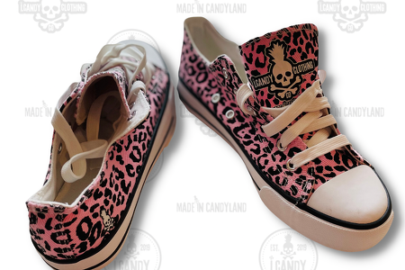 Women's Pink with Black leopard print sneakers