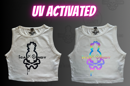 Women's White UV Activated Sleeveless Crop