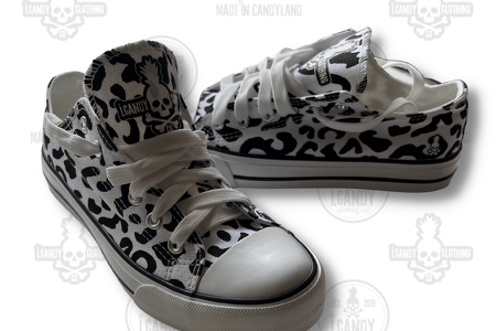Women's White with Black leopard print sneakers