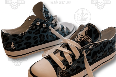Women's Blue with Black leopard print sneakers
