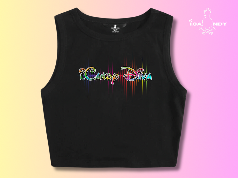 i.Candy Diva Sleeveless Crop Top in Black