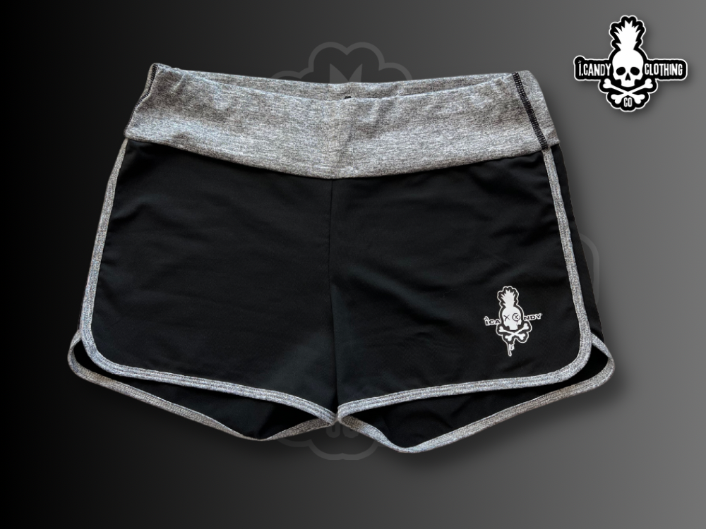 Women's black w/Silver Piping Shorts with i.Candy Drip Logo1