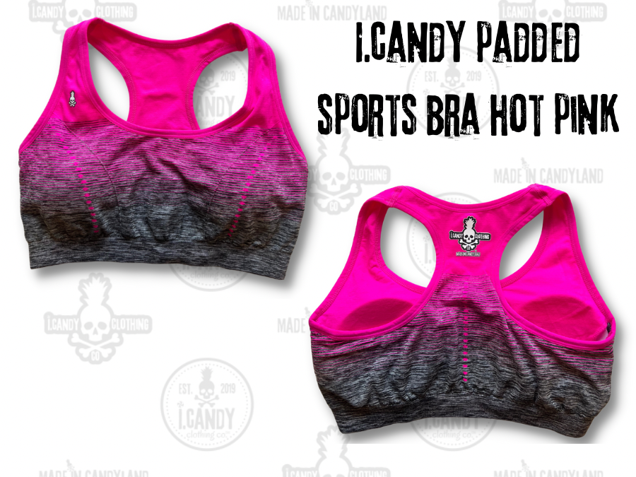 i.Candy Women's Padded Sports Bra Hot Pink