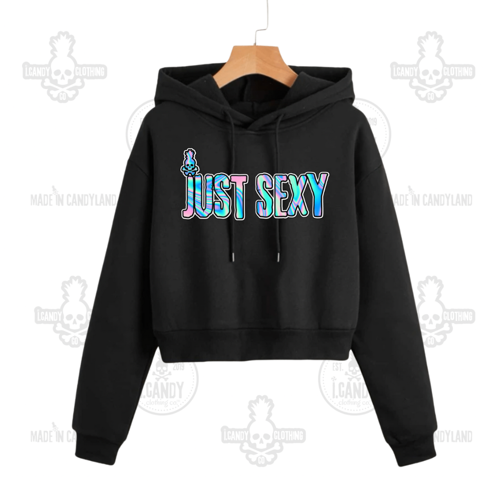 Women's Black i.Candy Crop Hoodie Just Sexy