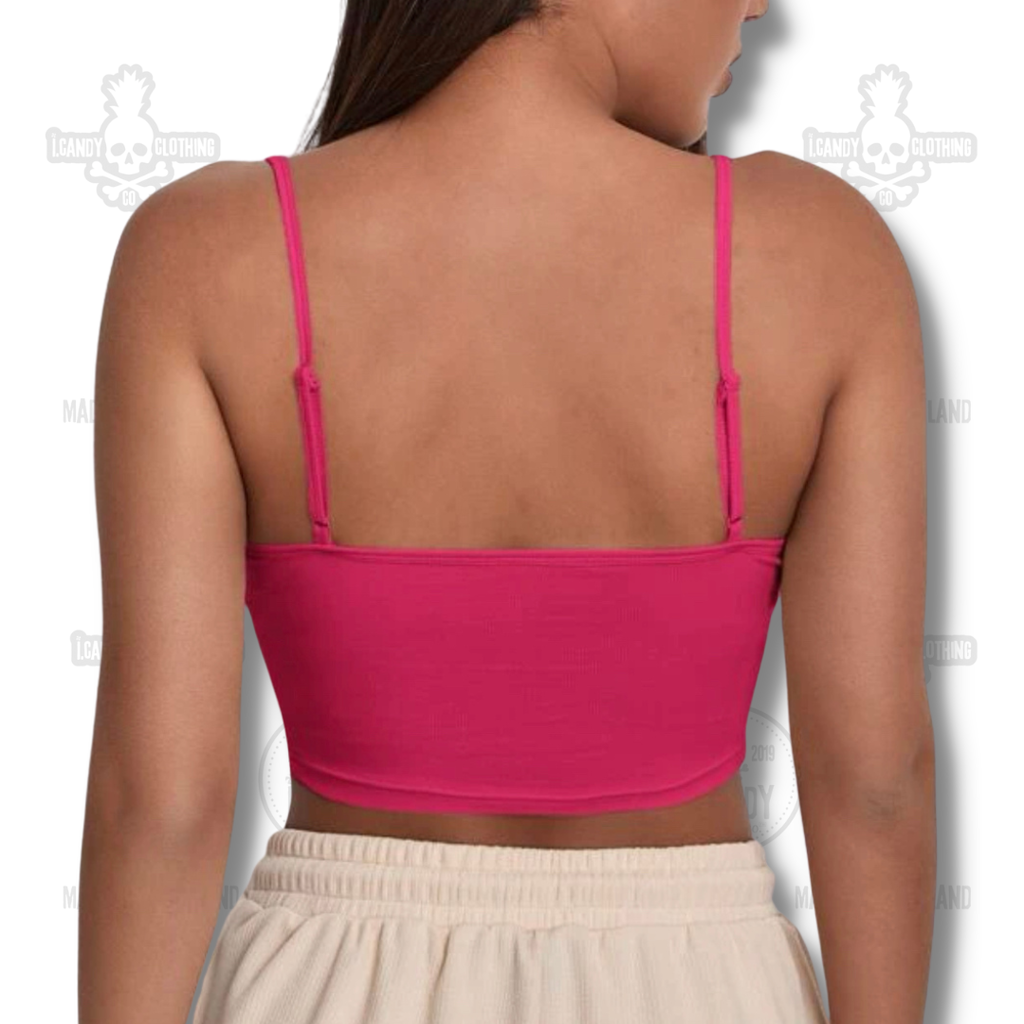 Women's Pink Adjustable Cami Crop Love i.Candy back