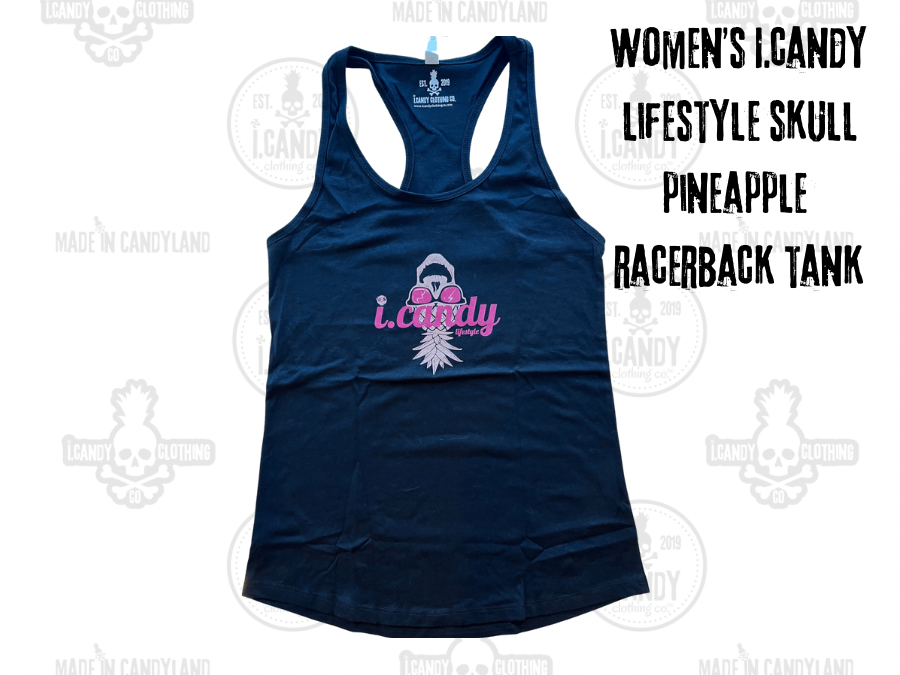 Women's i.Candy Lifestyle Original Skull Pineapple logo Racerback Tank 