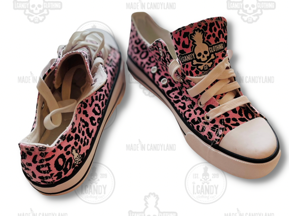 Women's Pink with Black leopard print sneakers