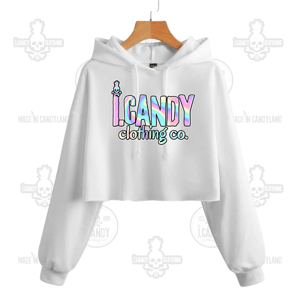 Women's White i.Candy Crop Hoodie i.Candy Clothing Co