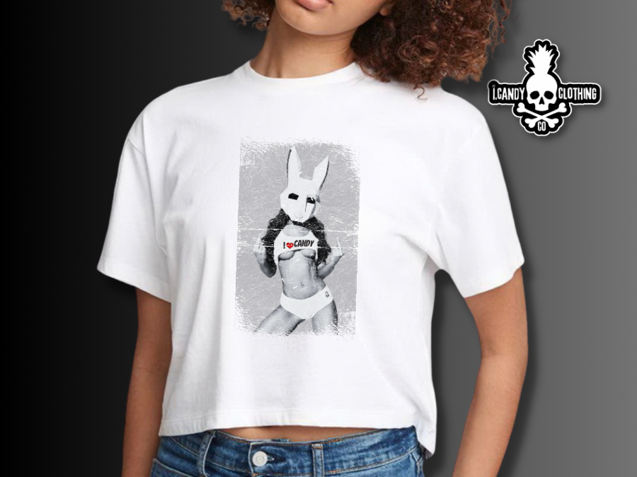 Women's White I Love Candy Middle Finger Tee1