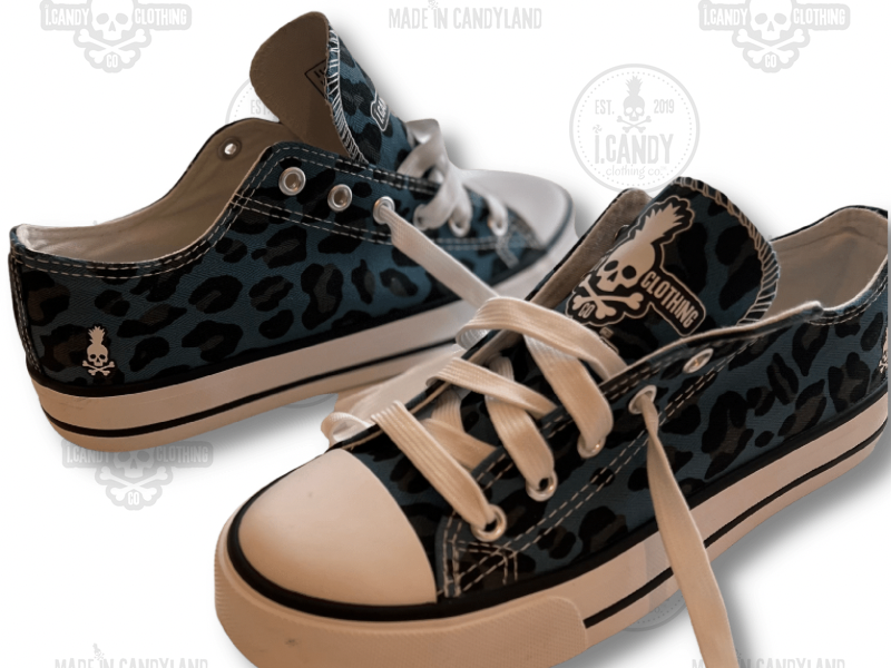 Women's Blue with Black leopard print sneakers